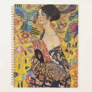Agenda Dama Art Nouveau Vintage com pintura de leque