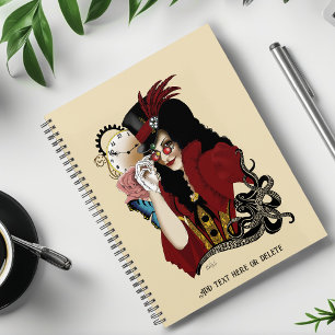 Agenda Dama Vitoriana Vermelha Steampunk Polvo Vintage