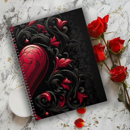 Agenda Damasco Gótico Preto e Vermelho