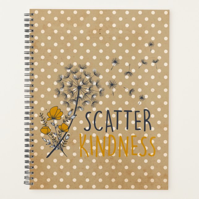 Agenda Dandelion Tan & White Bolinhas Scatter Kindy (Frente)