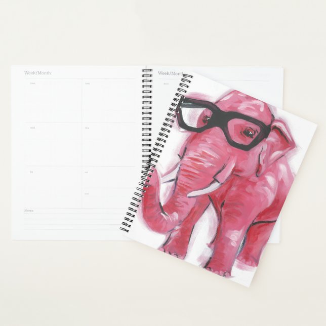 Agenda Dapper Animal | Elefante Rosa Em Óculos (Exibição)