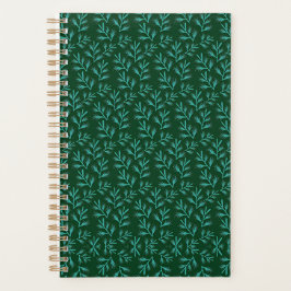 Agenda  Dark Green Background with Teal Botanical Leaves