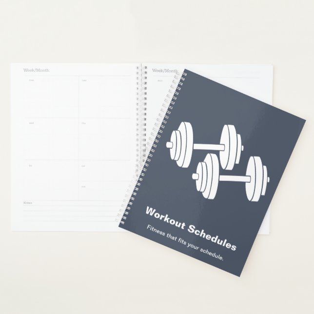 Agenda de Treino com Halteres Cinza e Branco Minim (Exibição)