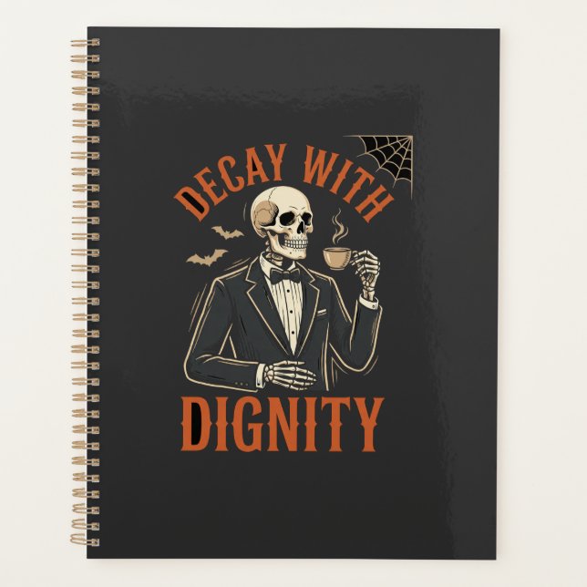 Agenda Decaimento Com Dignidade Vintage Esqueleto Café Ha (Frente)