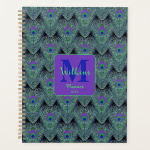Agenda Decoração de Arte de Pavão Azul Roxo