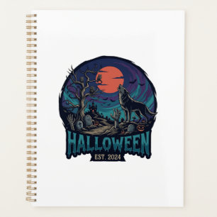 Agenda Decoração de Halloween Lobo Uivando Lua Vermelha M