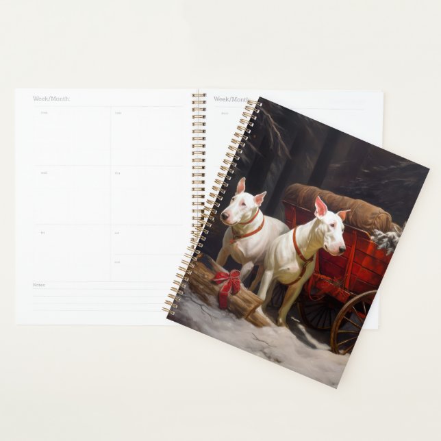 Agenda Decoração de Natal Bull Terrier Snowy Sleigh (Exibição)