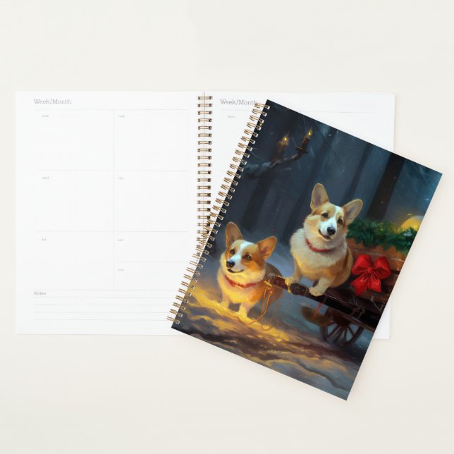 Agenda Decoração de Natal de Corgi Snowy Sleigh (Exibição)