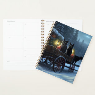 Agenda Decoração de Natal Passeio de Trenó com Gato Preto