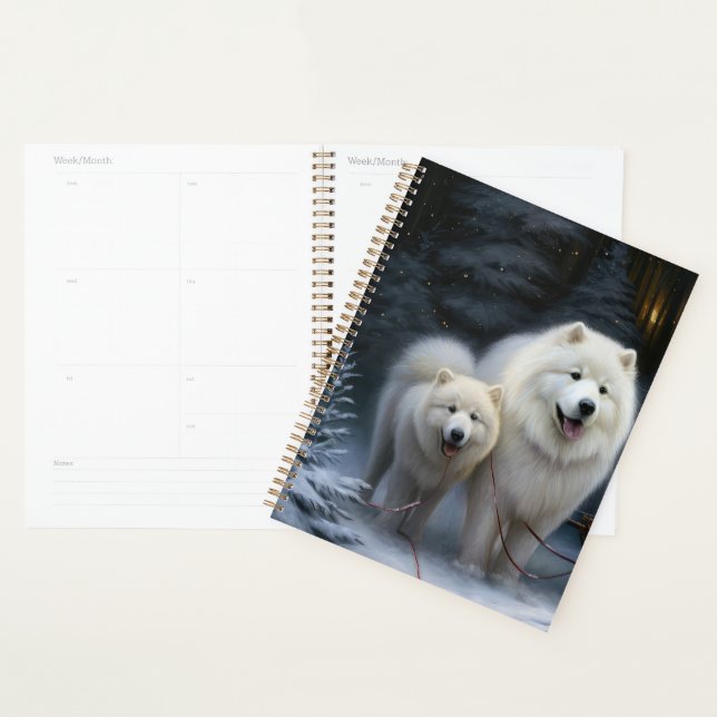 Agenda Decoração de Natal Samoyed Snowy Sleigh (Exibição)