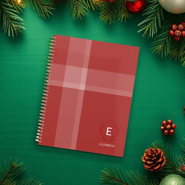 Agenda Deer Antlers Rustic Tartan Burgundy Red (Criador carregado)