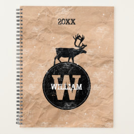 Agenda Deer Monograma Turvo Castanho-castanho-brônico