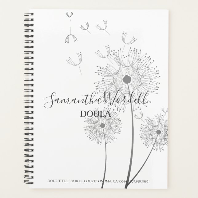 Agenda Delicada Elegante Flores Doula Birth Treinadora Pa (Frente)
