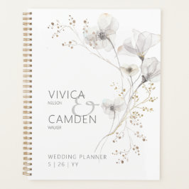 Agenda Delicar Cinzas Brancas Modernas e Casamento Floral