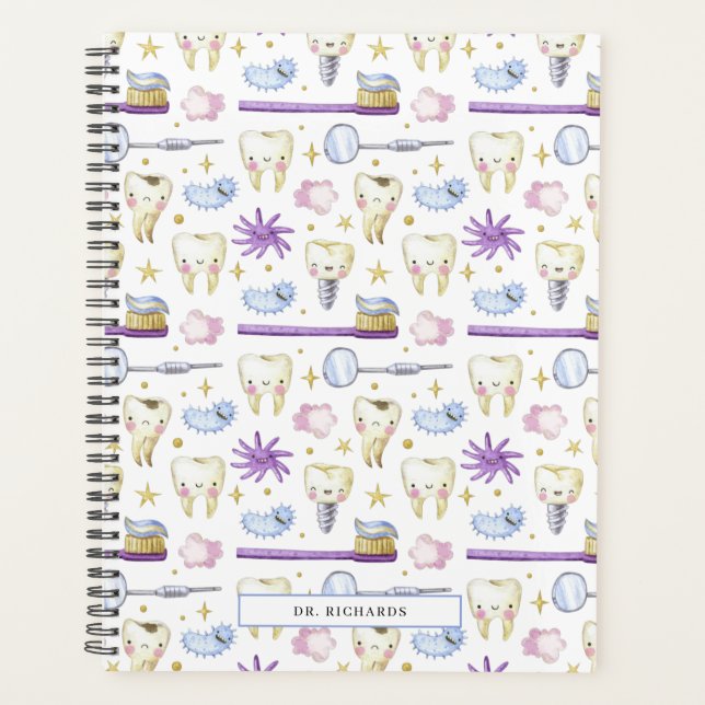 Agenda Dente de Aquarela | Dentista Dental Hygienist (Frente)