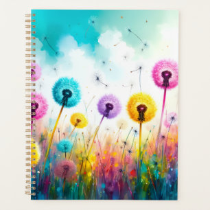 Agenda Desejos de Dente-de-Leão em Aquarela Vibrante Prim