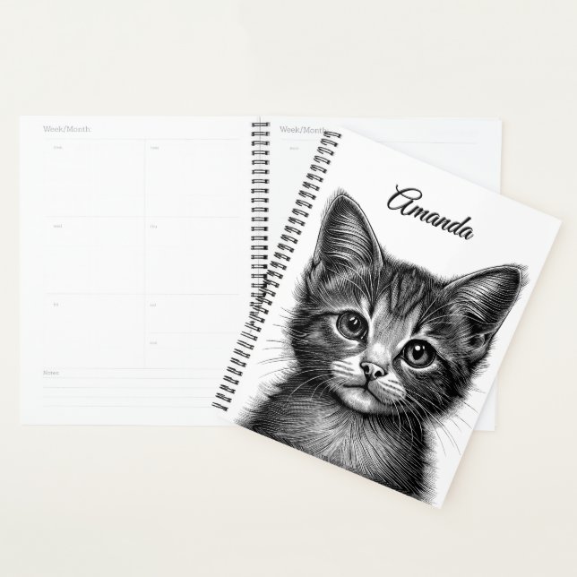 Agenda Desenho Adorável de Young Cat Personal (Exibição)