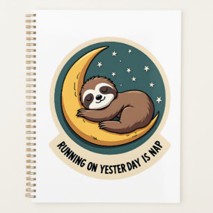 Agenda Desenho Animal Retro Engraçado Citação de Preguiça