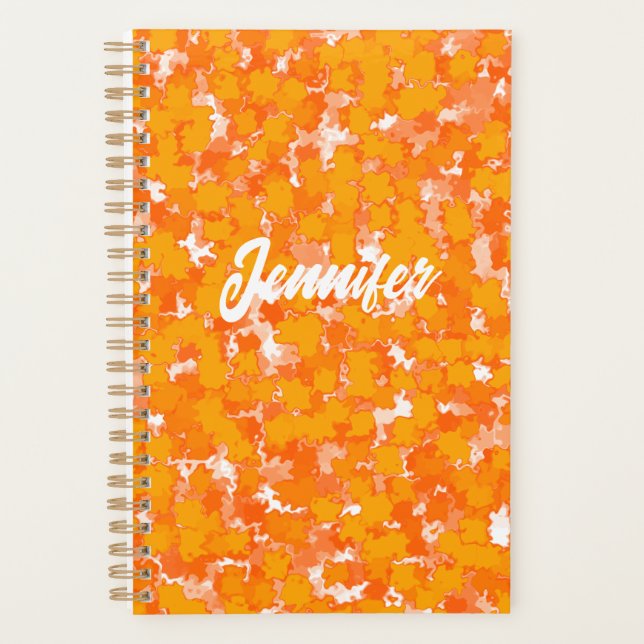 Agenda Desenho de Arte Abstrata Folhagem Laranja (Frente)