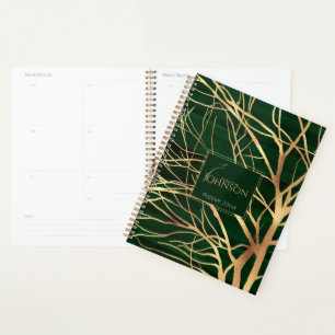 Agenda Desenho de Árvore de outono Dourada Elegante