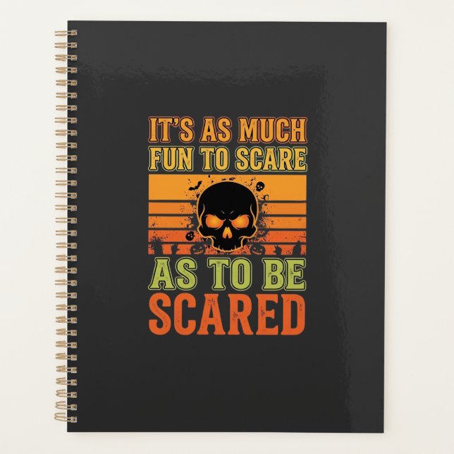 Agenda Desenho de Caveira Assustadora de Halloween Retrô_ (Frente)
