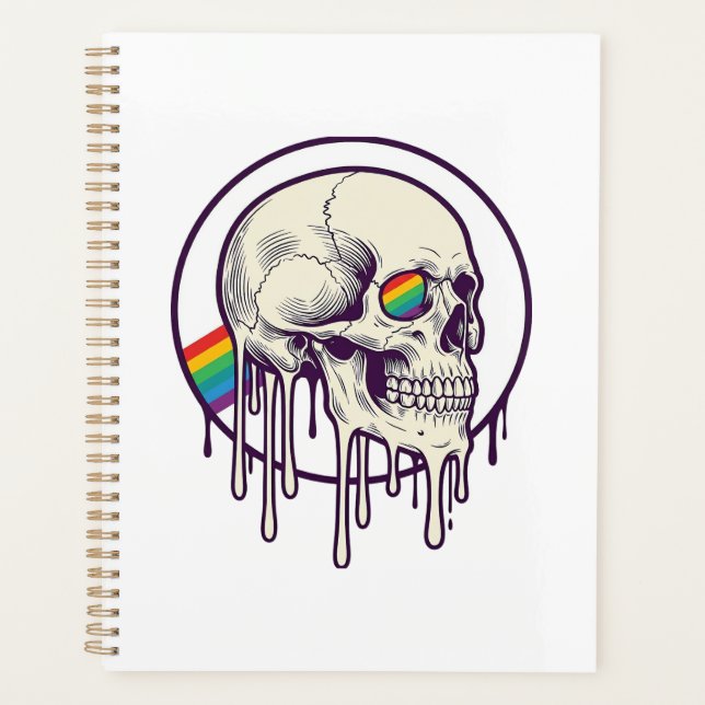 Agenda Desenho de crânio pingando arco-íris com gravação  (Frente)