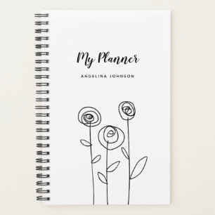 Agenda Desenho de Flores Simples Nome