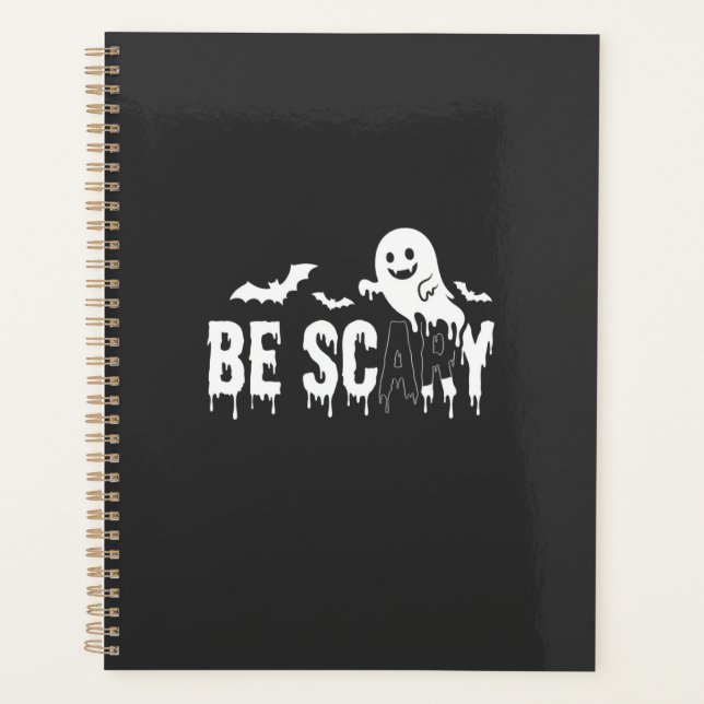 Agenda Desenho de Morcego Fantasma de Halloween Assustado (Frente)
