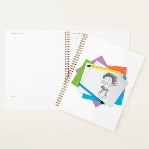 Agenda Desenho de Rapariga Reproduzível com Lápis Colorid