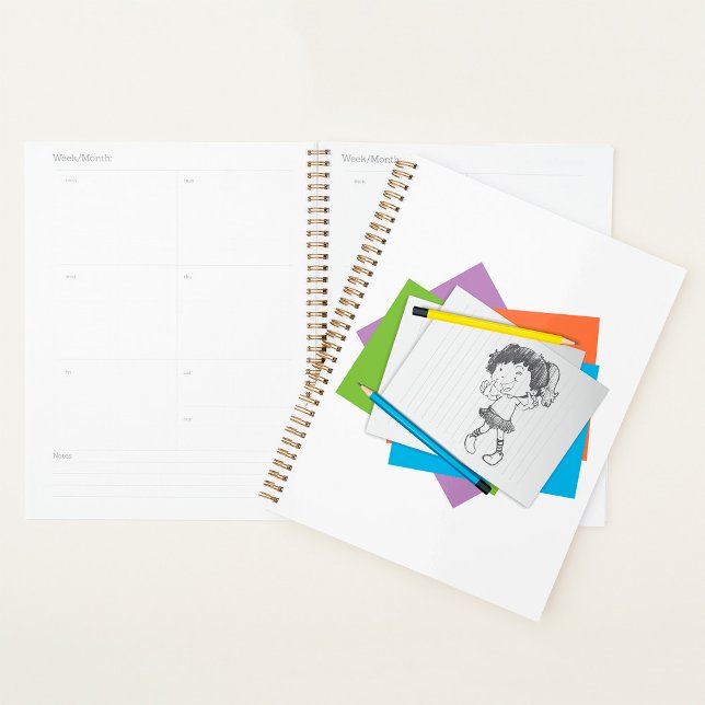 Agenda Desenho de Rapariga Reproduzível com Lápis Colorid (Criador carregado)