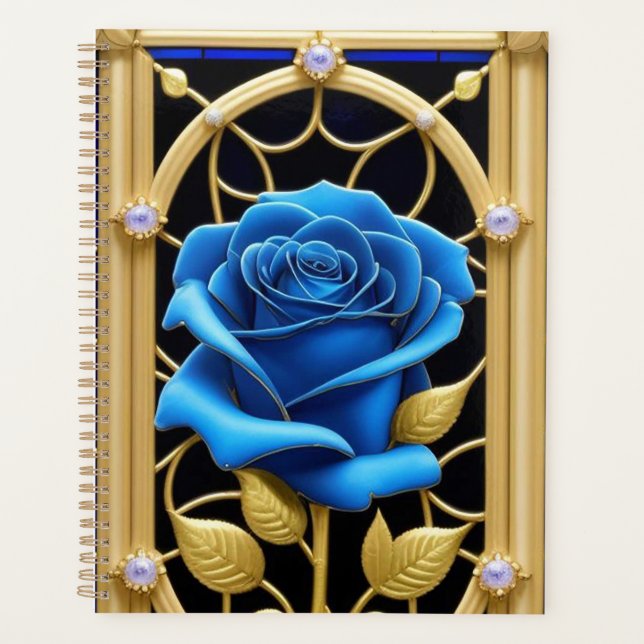 Agenda Desenho de Vitral Rosa Azul (Frente)