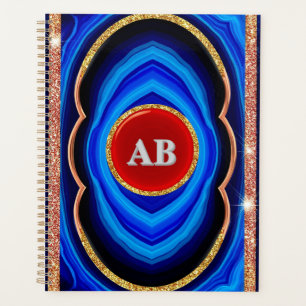 Agenda Desenho Geométrico Abstrato com Azul, Vermelho e D