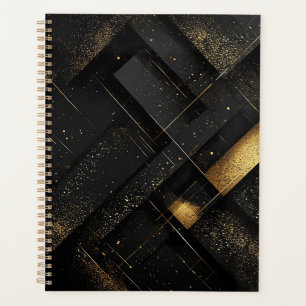 Agenda Desenho Geométrico Preto e Dourado Abstrato