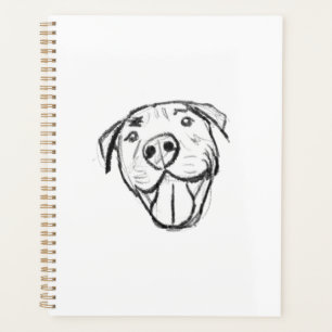 Agenda desenho pitbull simples amantes de cães preto bran