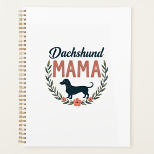 Agenda Desenho Vetorial Mamãe Dachshund Vintage Floral Am