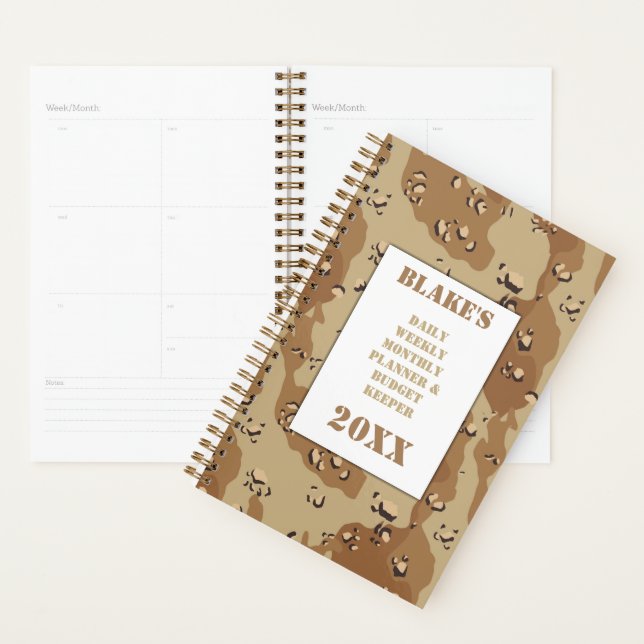 Agenda Desert Choco Chip Camouflage Daily Budget (Exibição)