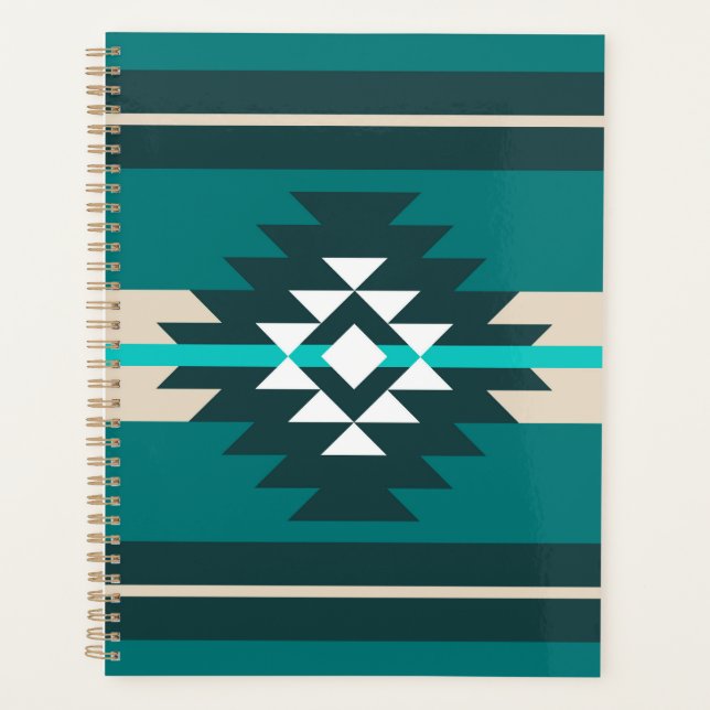 Agenda Design asteca de cor turquesa (Frente)