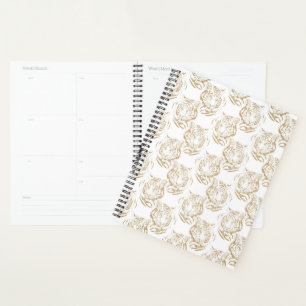 Agenda Design branco Elegante Dourado Tiger Impressão