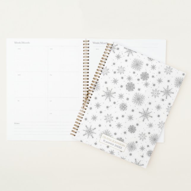 Agenda Design Branco Silver Snowflakes (Exibição)