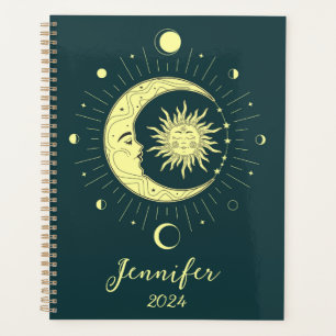 Agenda Design celeste solar e lua com fases luas
