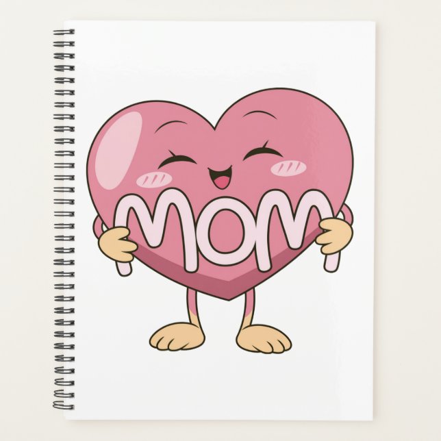 Agenda Design de Abraço de Coração de Mãe Kawaii (Frente)