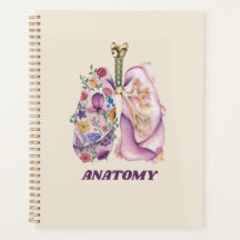 Design de Anatomia Pulmonar Floral em Aquarela