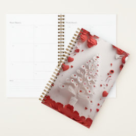 Agenda Design de Arte Floral Vermelha e Branca em Estilo