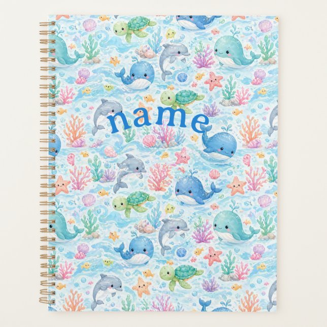 Agenda design de baleia kawaii fofo (Frente)