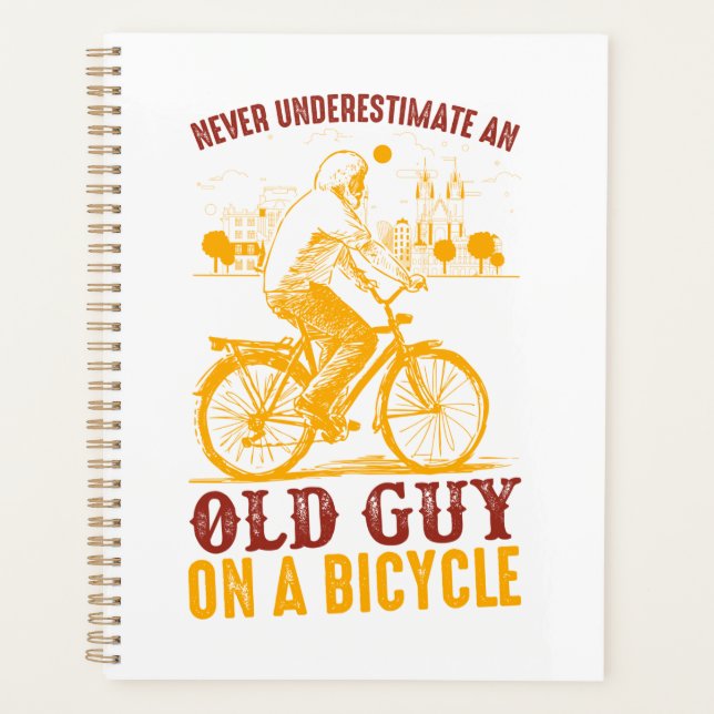 Agenda Design de Biker Antigo | Bicicleta | nunca subesti (Frente)