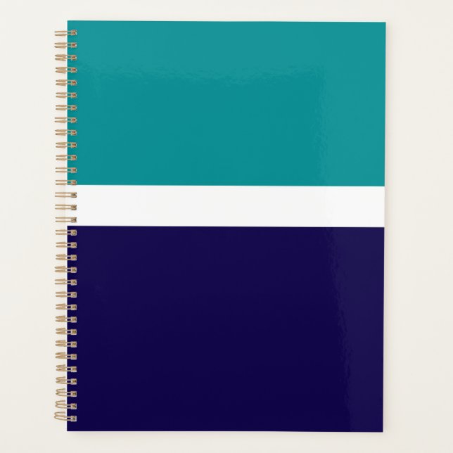 Agenda Design de Bloco de Cor Azul Branco Teal (Frente)
