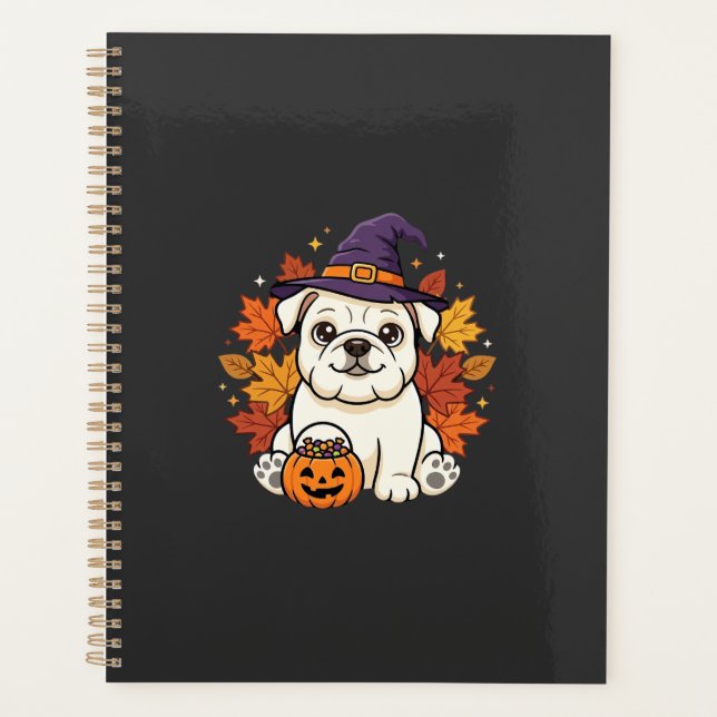 Agenda Design de cachorro de abóbora de Halloween de Bull (Frente)