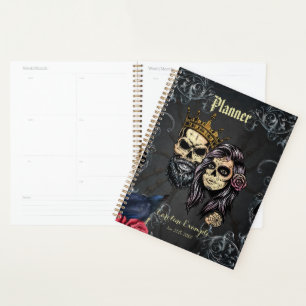 Agenda Design de casamento gótica impressionante com crân