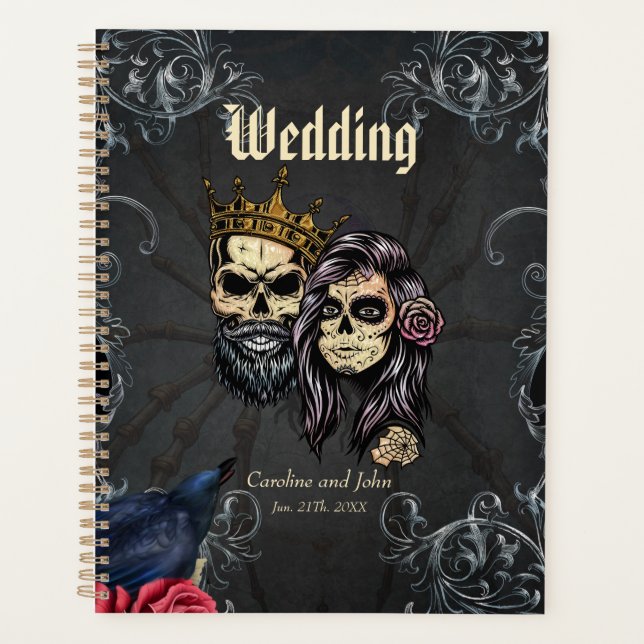 Agenda Design de casamento gótica impressionante com crân (Frente)