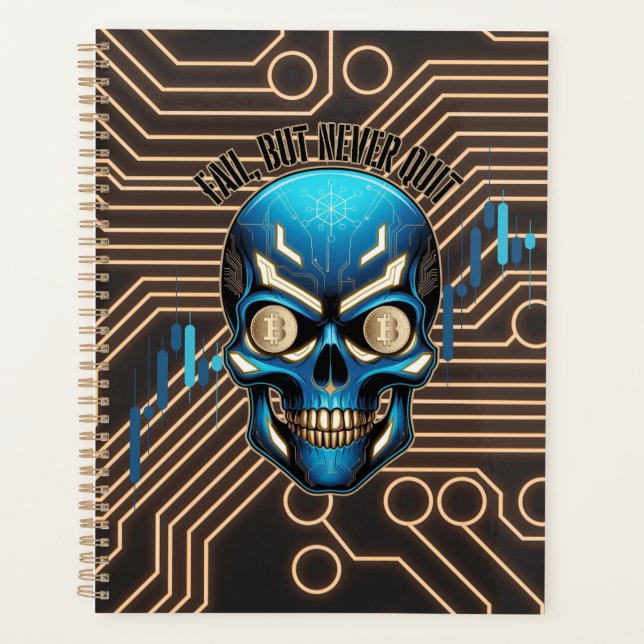 Agenda Design de Fantasia | Cripto Btc | Motivação | Azul (Frente)